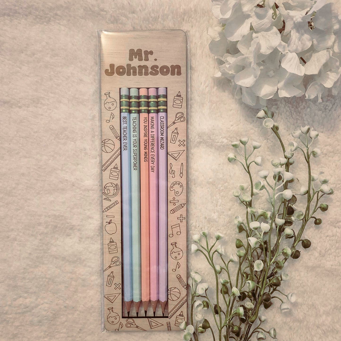 Personalised Teacher Pencil Set