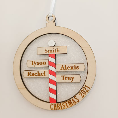 Personalised North Pole Family Christmas Ornament