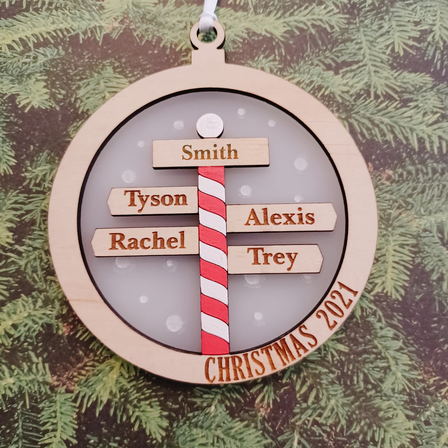 Personalised North Pole Family Christmas Ornament