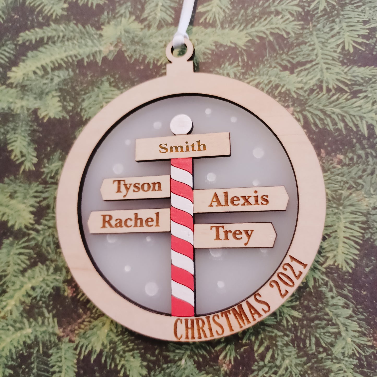 Personalised North Pole Family Christmas Ornament