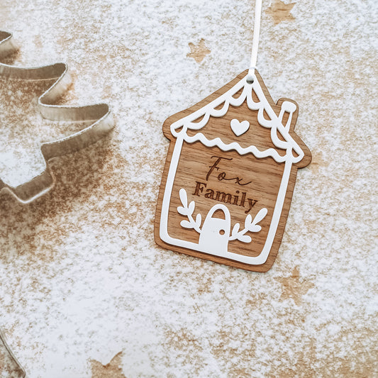 Personalised Family Gingerbread house Christmas Ornament