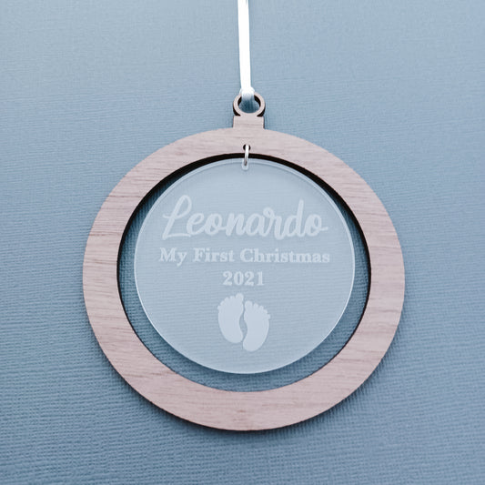 Personalised Baby's First Christmas Footprint Ornament