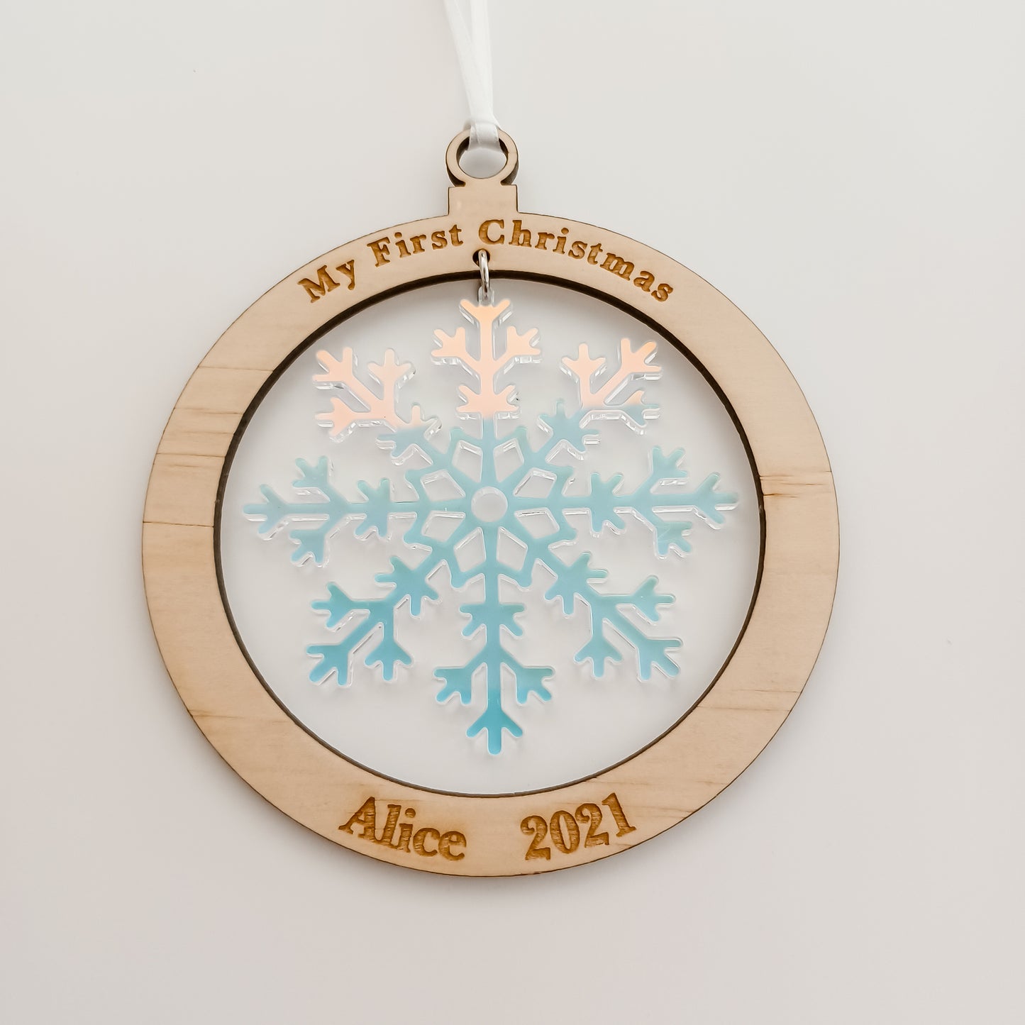 Personalised Baby's First Christmas Snow Flake Ornament