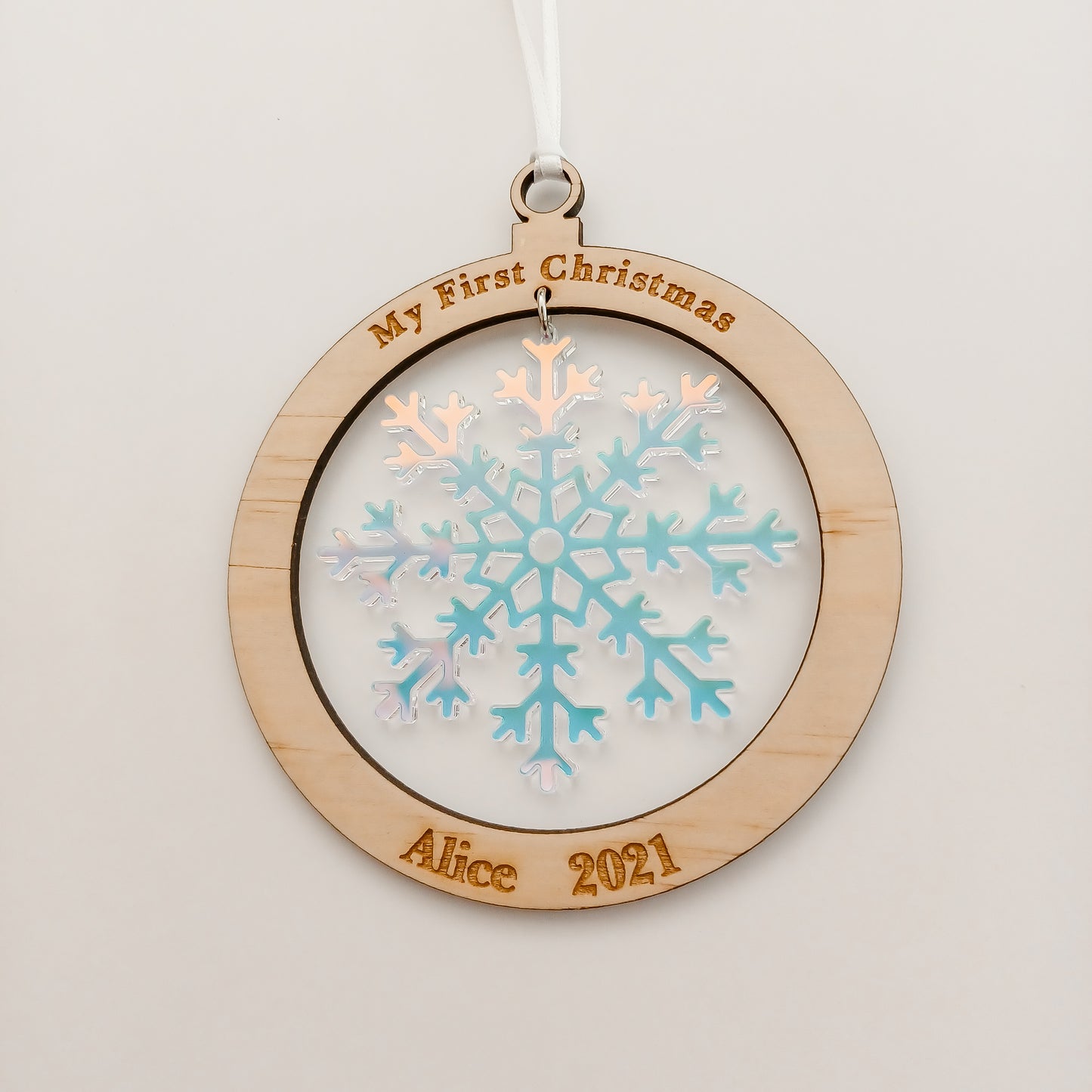 Personalised Baby's First Christmas Snow Flake Ornament