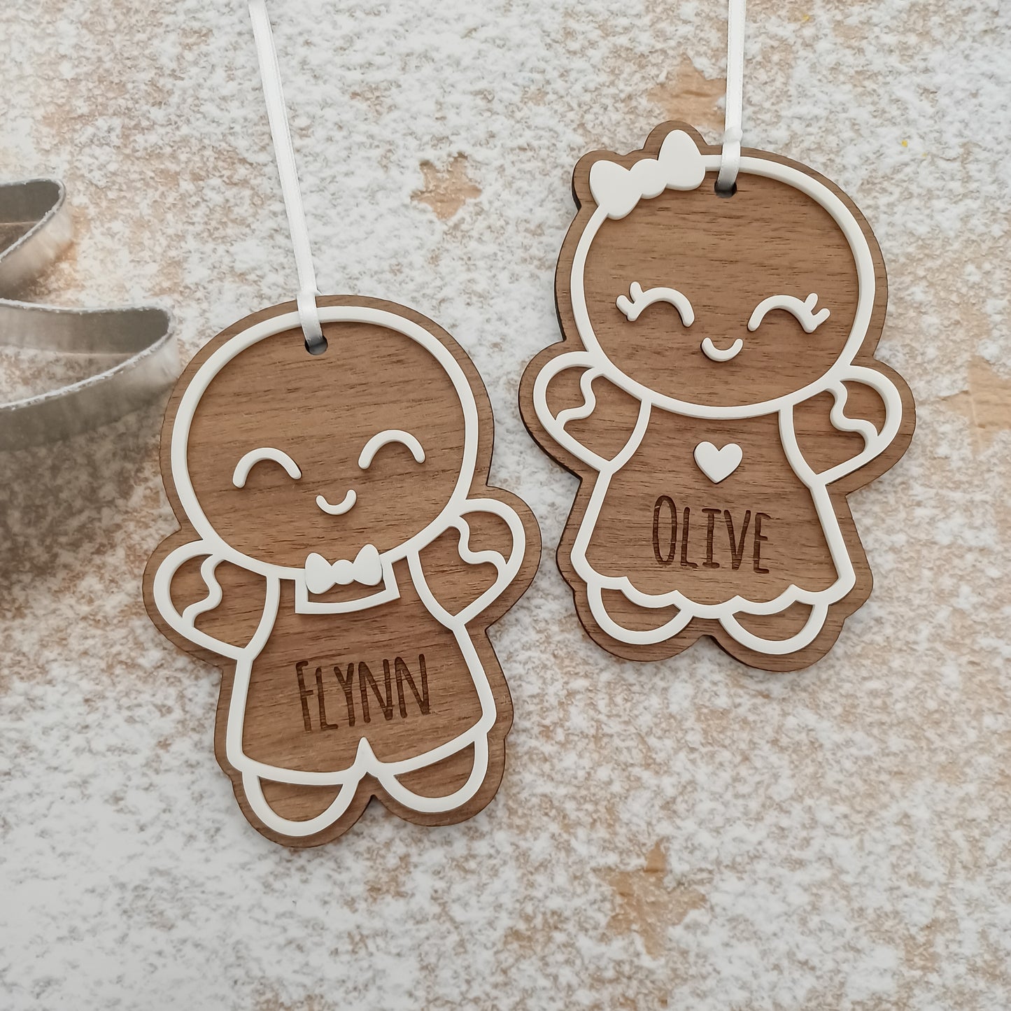 Personalised Gingerbread People Christmas Ornament