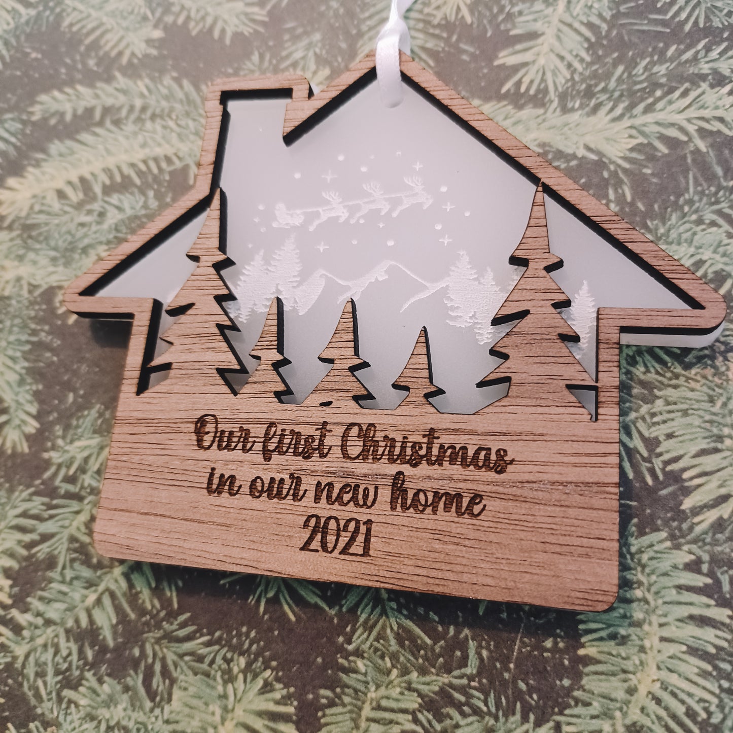 New House Winter Scene Christmas Ornament