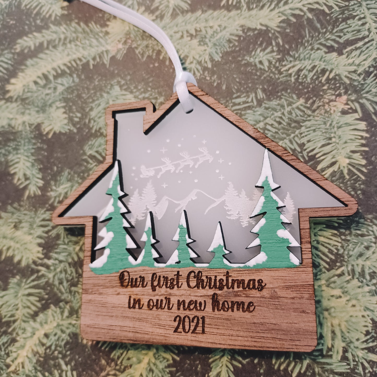 New House Winter Scene Christmas Ornament