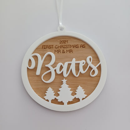 Personalised First Christmas as Mr&Mrs, Mrs&Mrs and Mr&Mr Christmas Ornament