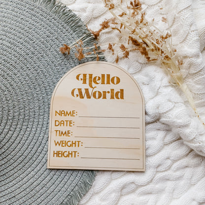 Hello World Retro Birth Announcement Arch