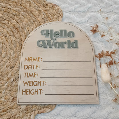 Hello World Retro Birth Announcement Arch