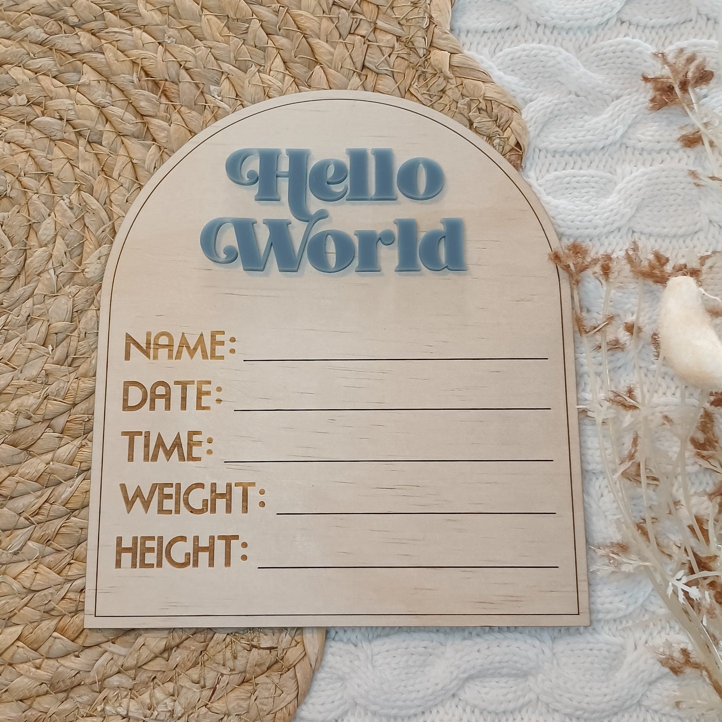 Hello World Retro Birth Announcement Arch