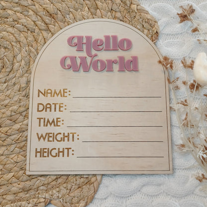 Hello World Retro Birth Announcement Arch