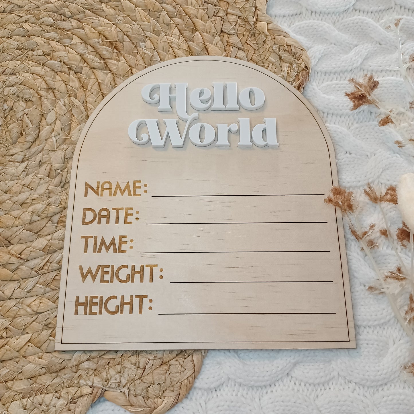 Hello World Retro Birth Announcement Arch