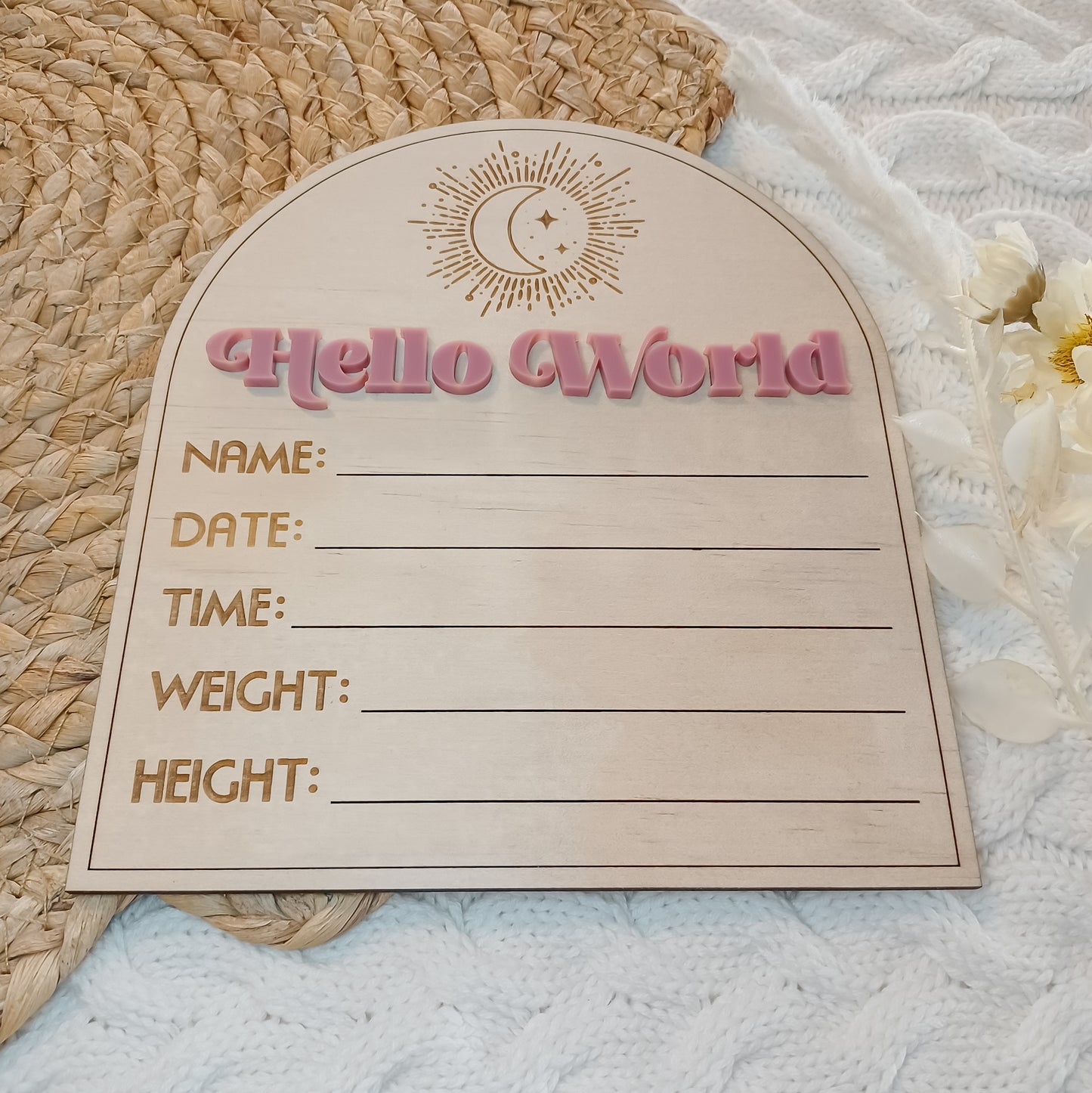 Hello World Celestial Retro Birth Announcement Arch