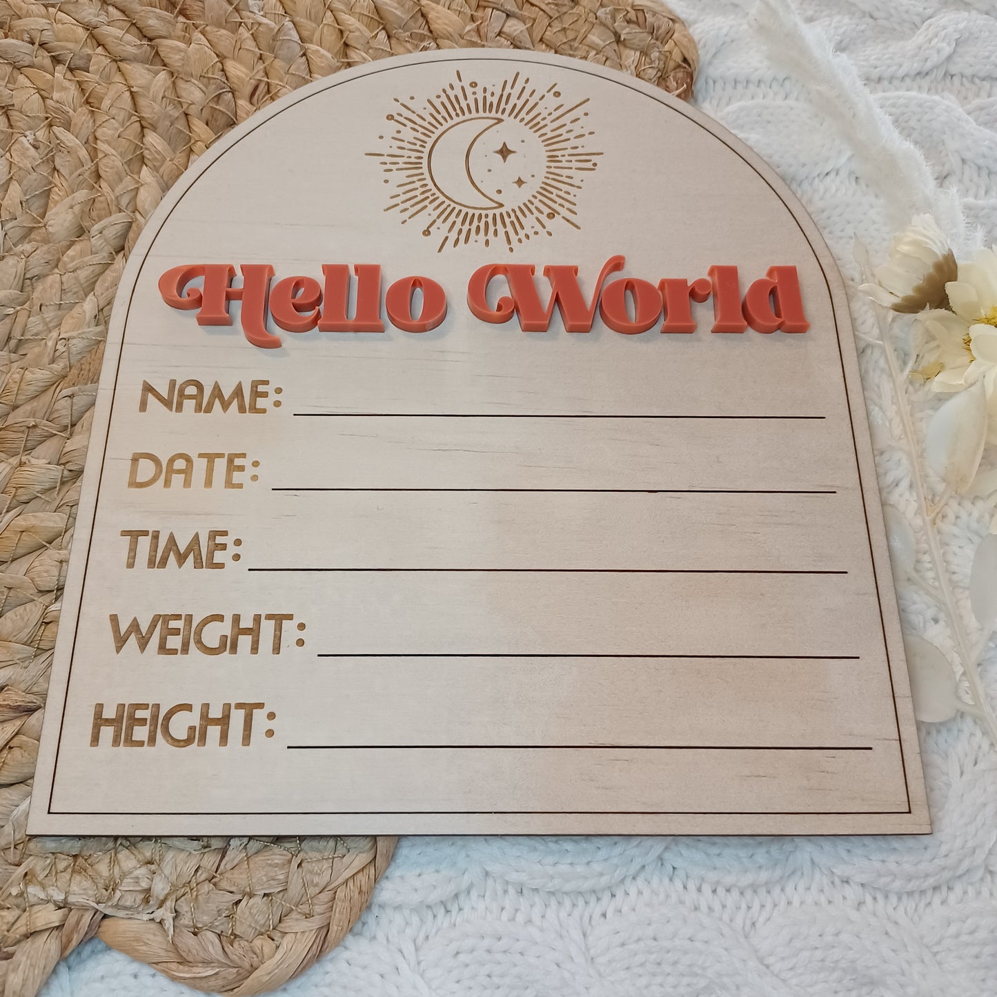 Hello World Celestial Retro Birth Announcement Arch