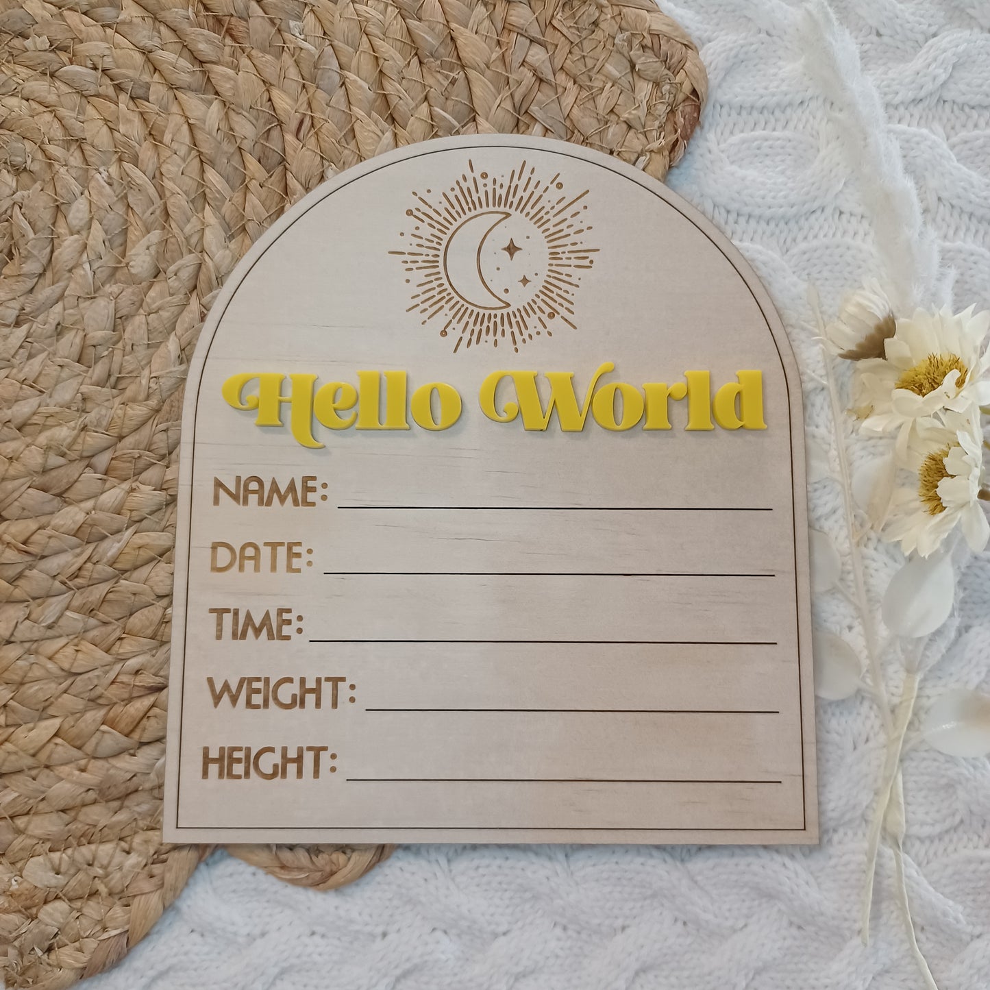 Hello World Celestial Retro Birth Announcement Arch