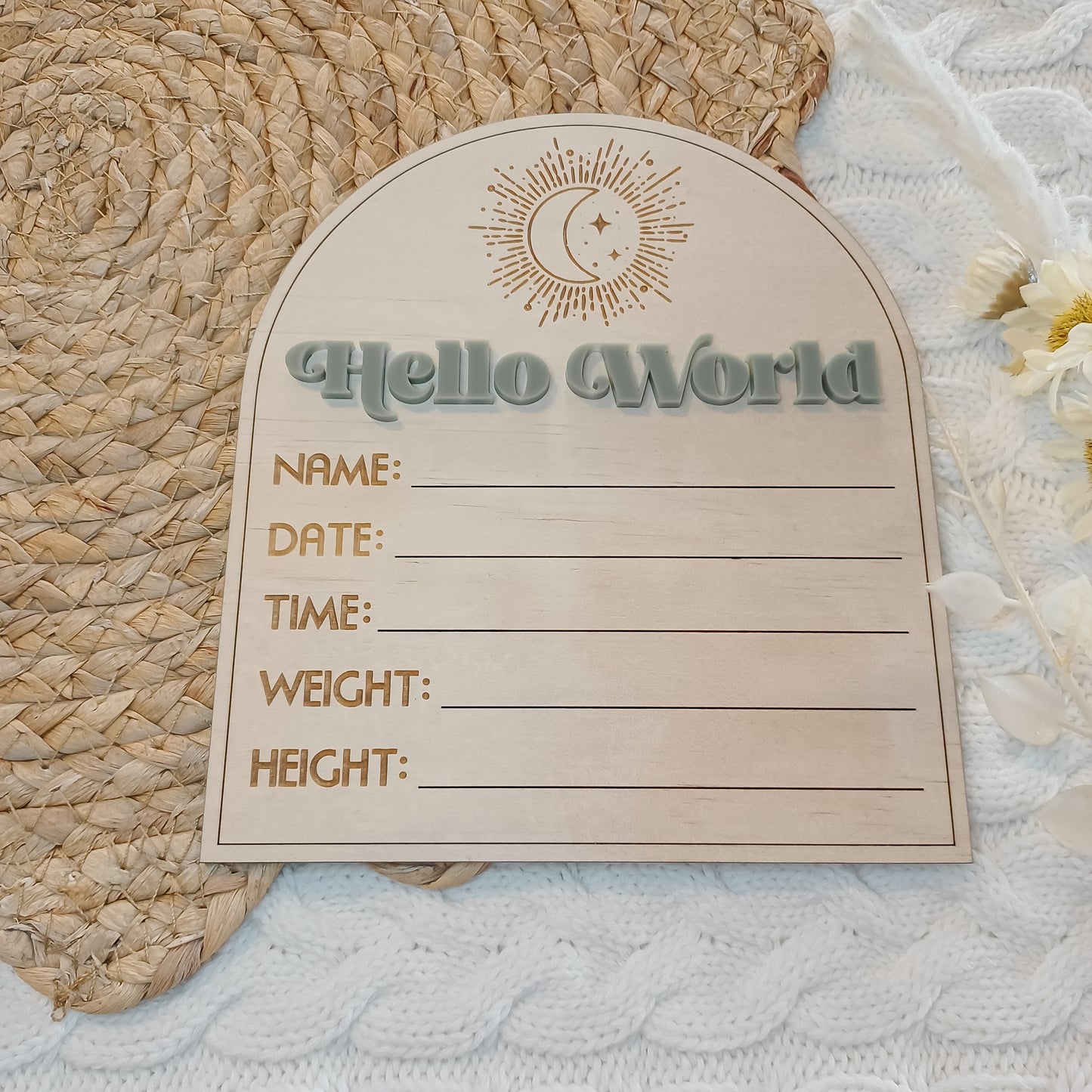 Hello World Celestial Retro Birth Announcement Arch