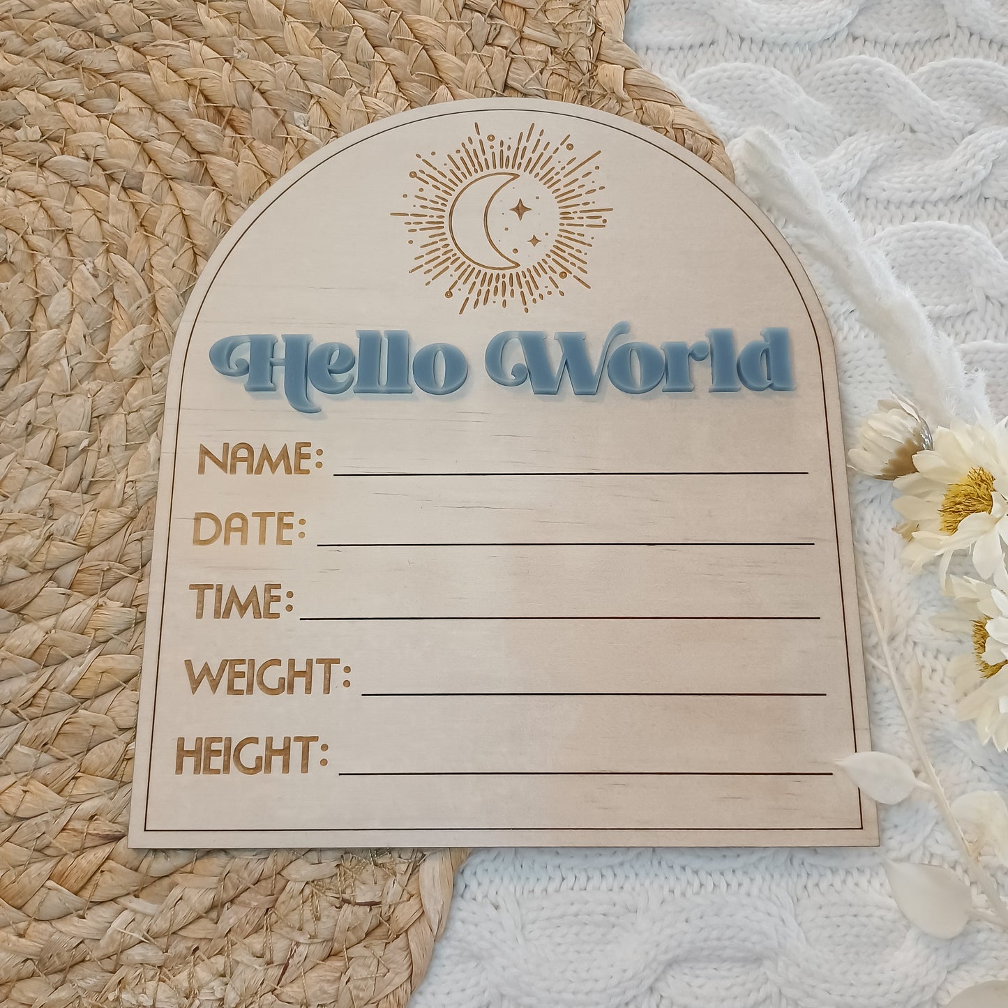 Hello World Celestial Retro Birth Announcement Arch