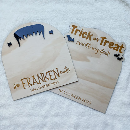 Halloween Frankenstein's Monster and Ghost Hand/Foot Print Plaques