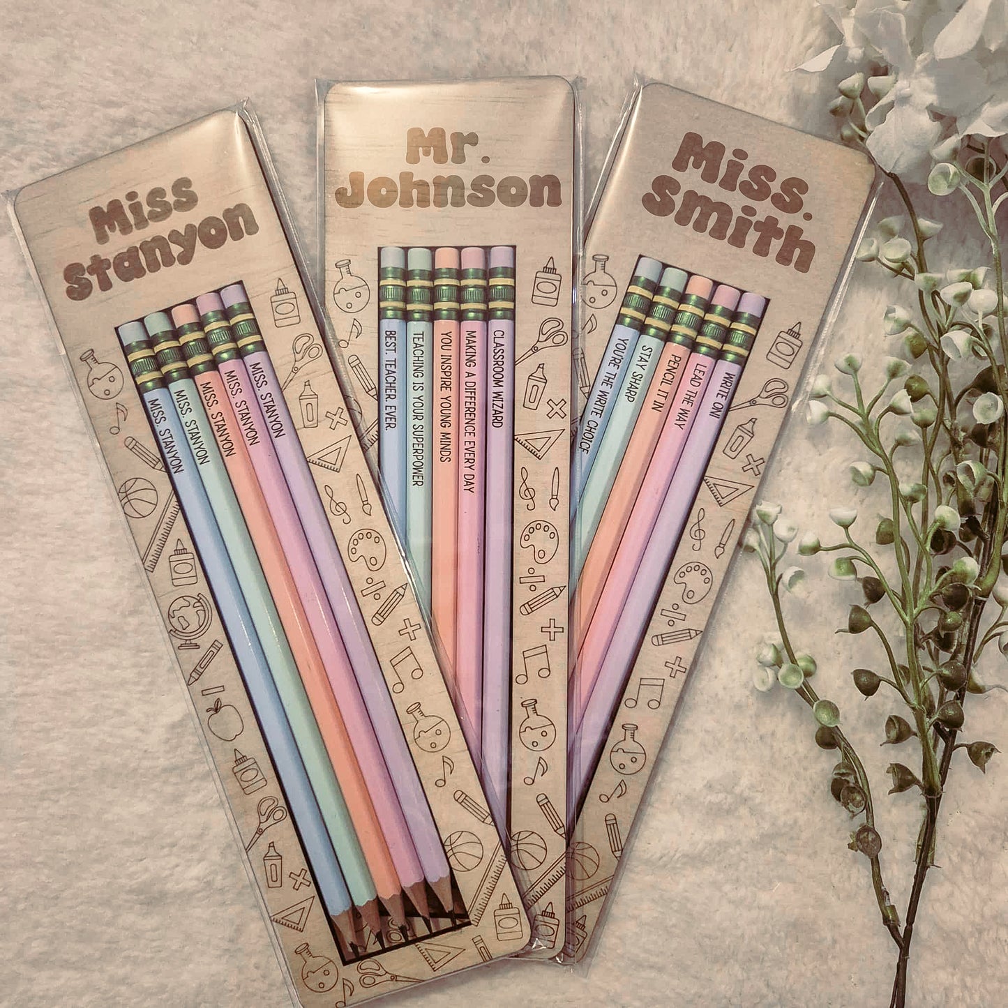 Personalised Teacher Pencil Set