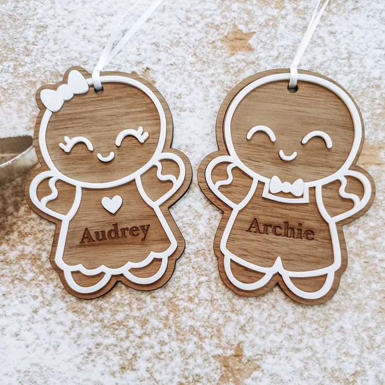 Personalised Gingerbread People Christmas Ornament