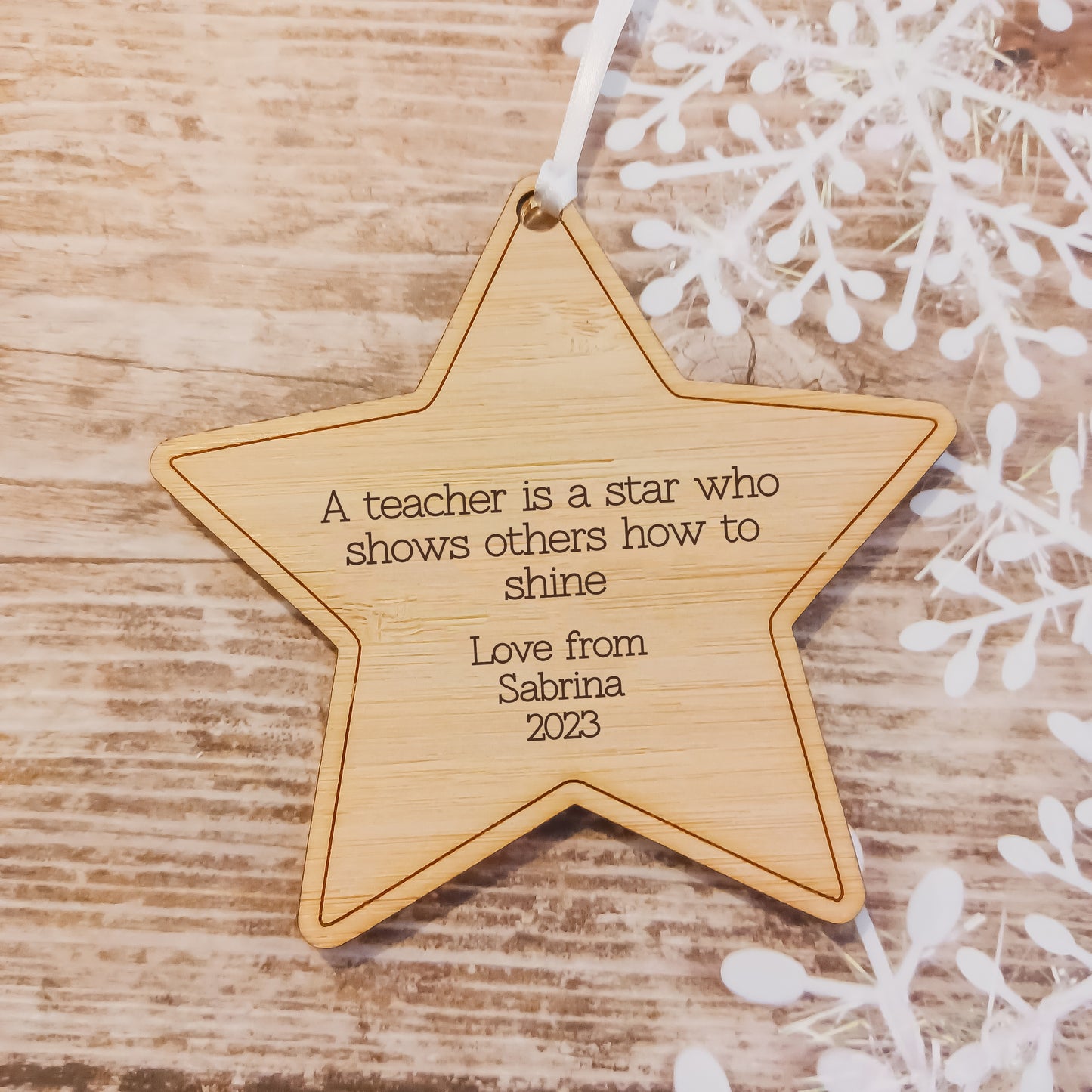 Personalised Double Sided Gold Star Teacher Gift Ornament