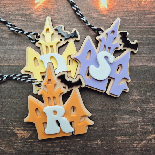 Halloween Haunted House Initial Tag